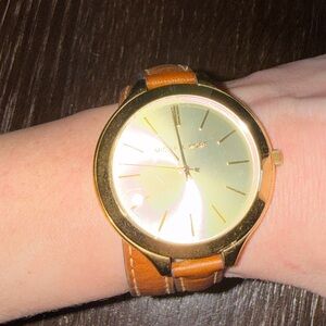 Michael Kors Gold Dial with Tan Leather Strap